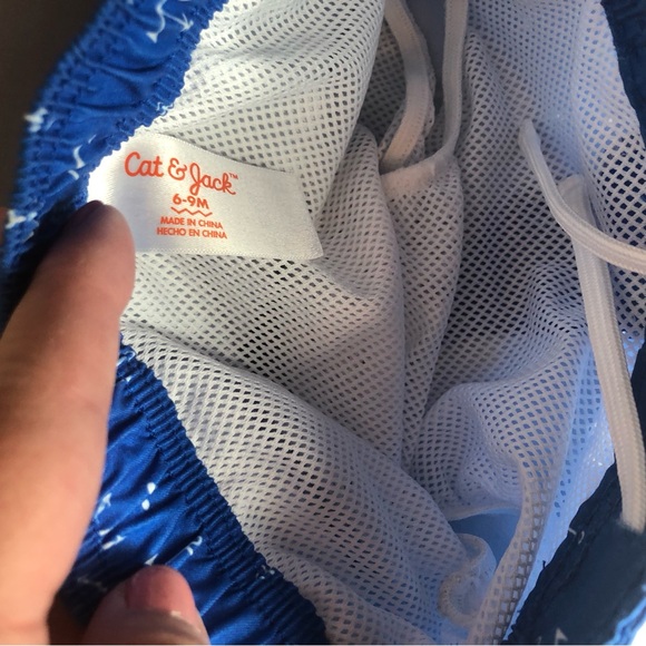 Cat & Jack Blue with White Anchors Swimming Trunks With Lining . Size 6-9M - Picture 2 of 5